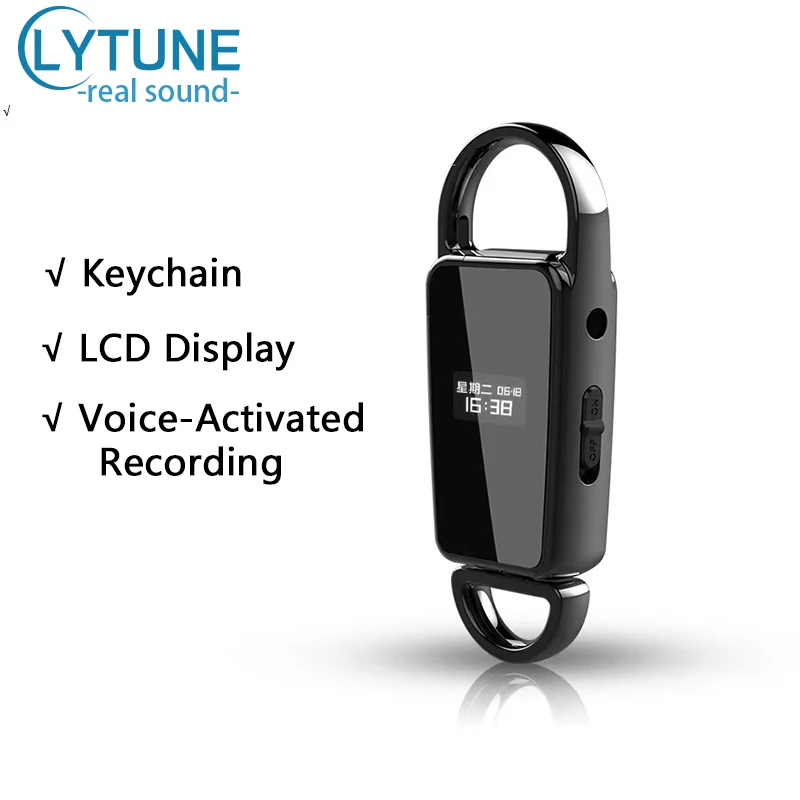 

LYTUNE LCD Display Keychain Voice Recorder Activated Recording Long Standby Local Delete Clearer MP3 Player S23