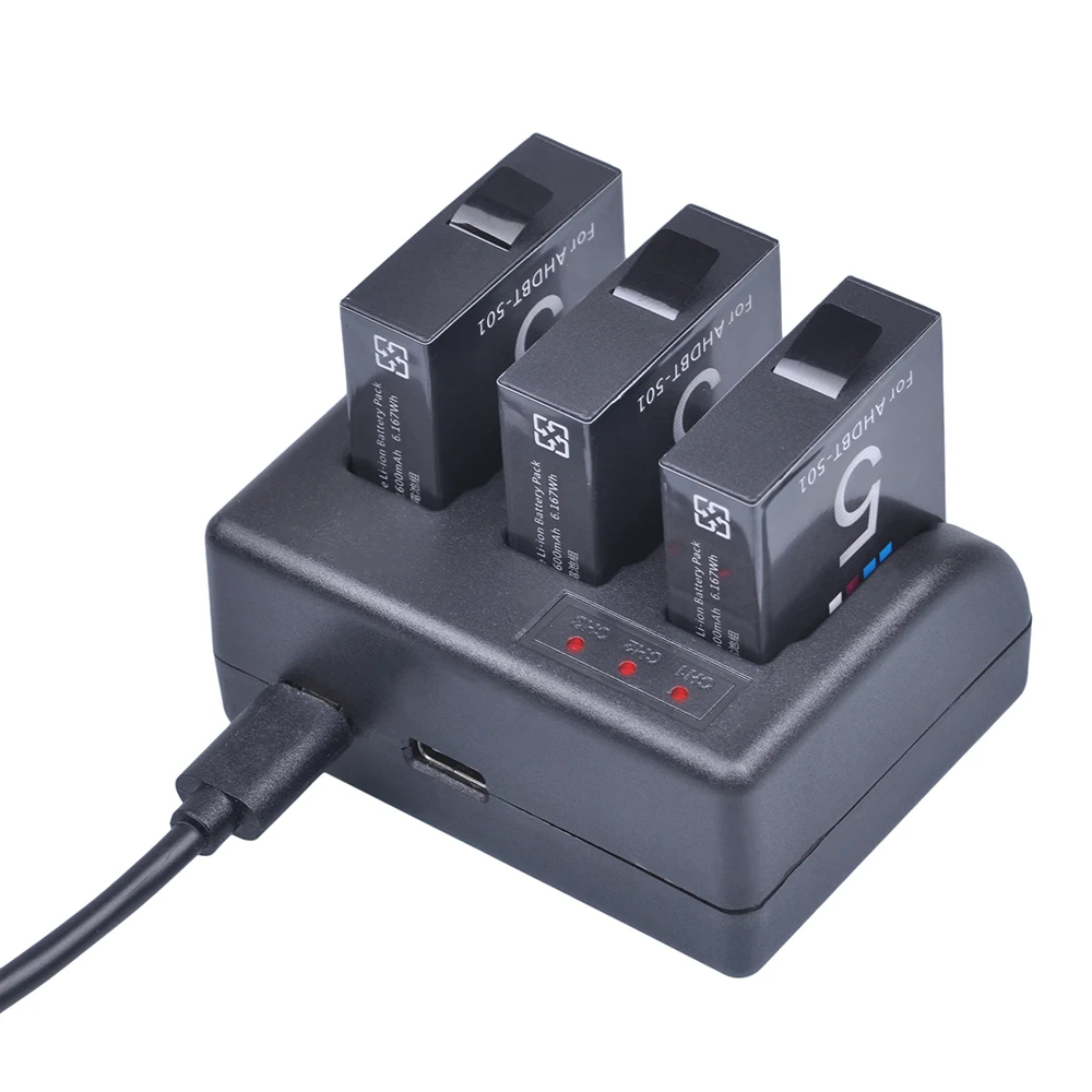 AsperX 2 шт. AHDBT 501 батарея для Gopro Hero 8 7 Black 6 5 GoPro Hero7 камер + 3 канальный USB зарядное