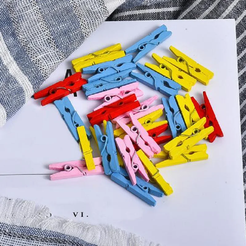 50 шт. случайные цвета весенние деревянные зажимы мини одежда фото ремесло