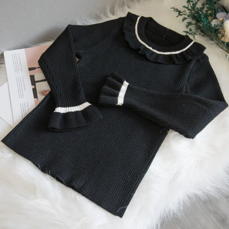 

Свитера с длинным рукавом для девочек в стиле преппи, зимние свитера для девочек, вязаные пуловеры для малышей 2-4 лет, корейский стиль, теплы...