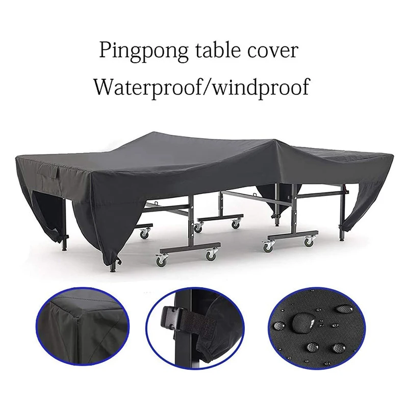 

Ping Pong Table Cover with Fixation Buckle Fits Most Flat Tables Waterproof Sun Resistant Table Tennis Full Cover