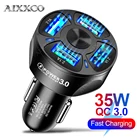 Автомобильное зарядное устройство AIXXCO, 35 Вт, 7A, 4 USB-порта, быстрая зарядка, QC зарядное устройство для телефона, адаптер для iPhone 11 Pro Max, 6, 7, 8 Plus, Xiaomi Redmi, Huawei
