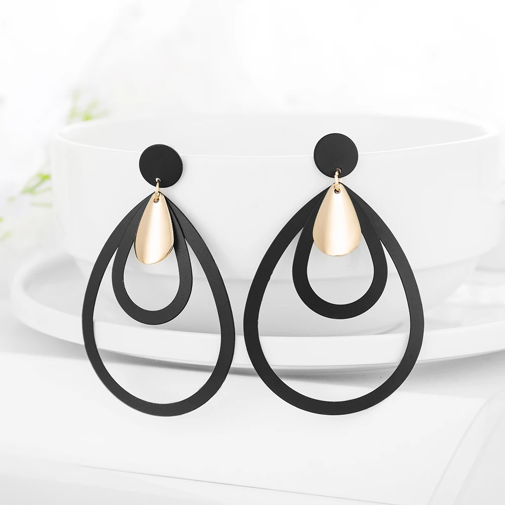 

WYBU Summer Style Golden Black Circle Drop Earrings Star Hollow Water Drop Earing Triangle Jewel Alli Express Brinco Bijouterie