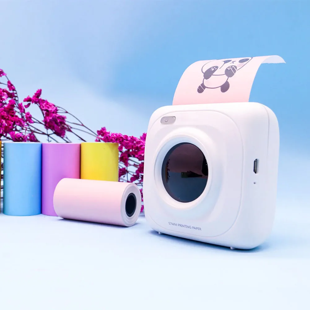 

Printable Sticker Paper Printer papers Roll Direct Thermal Paper 57*30mm for PeriPage 4pcs Pink Blue Yellow Orange