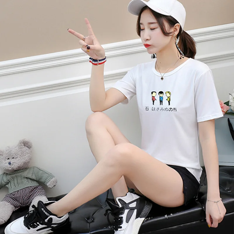 

Shirts Women Tee Shirt Cute Tops for Women Summer Korean Style Anime Tshirt White Top Clothes for Teens Ladies Clothing Kawaii