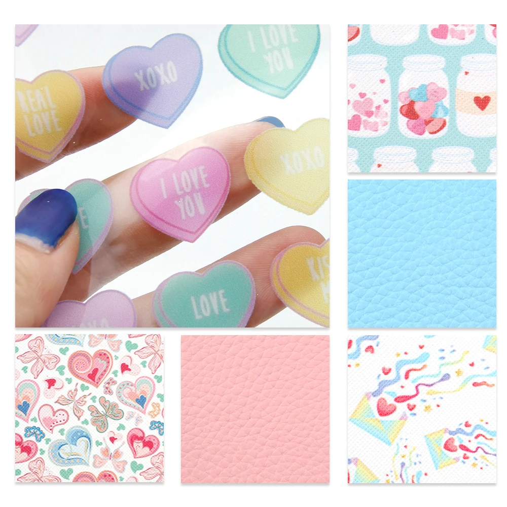 

20*34cm 6Pcs a Pack Valentine's Day Theme Printed Lychee Faux Leather For DIY Handmade Earrings Handbag Projects,1Yc8247