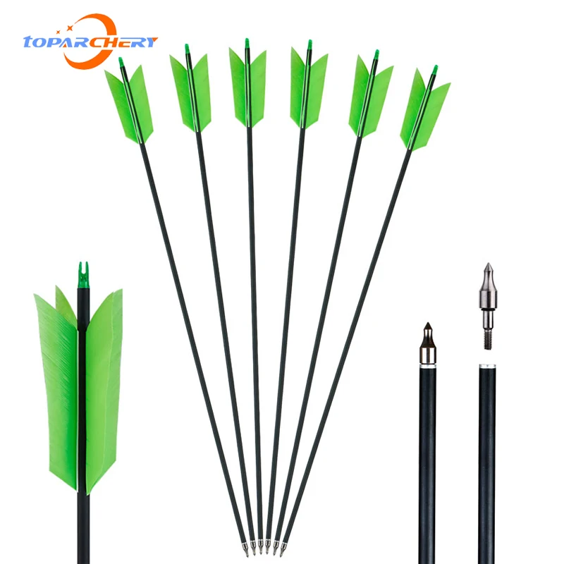 

6/12pcs 31.5'' Archery Carbon Arrows Hunting Arrows Spine 500 4 Turkey Feathers for Compound and Recurve Bow
