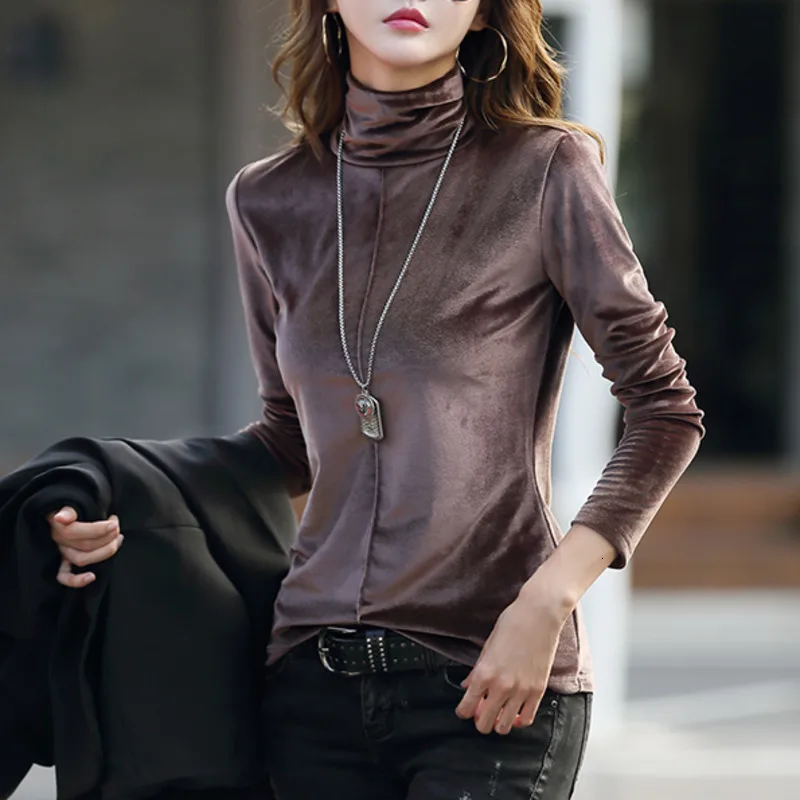 Плотная флисовая рубашка XUXI новинка 2019 Женская облегающая блузка с высоким