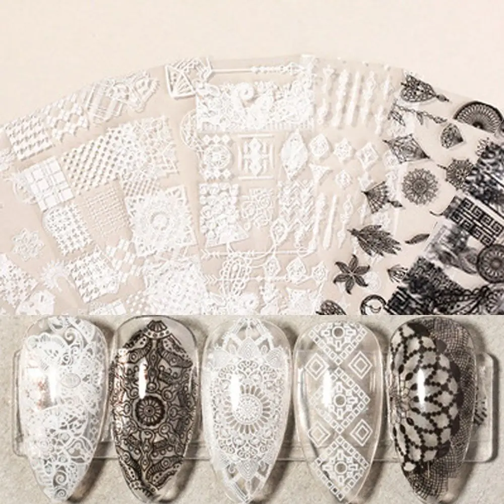 

10 Pcs/set Variety Fashion Women Back Sticker Nail stickers Embossed Decoration Geometric Totem