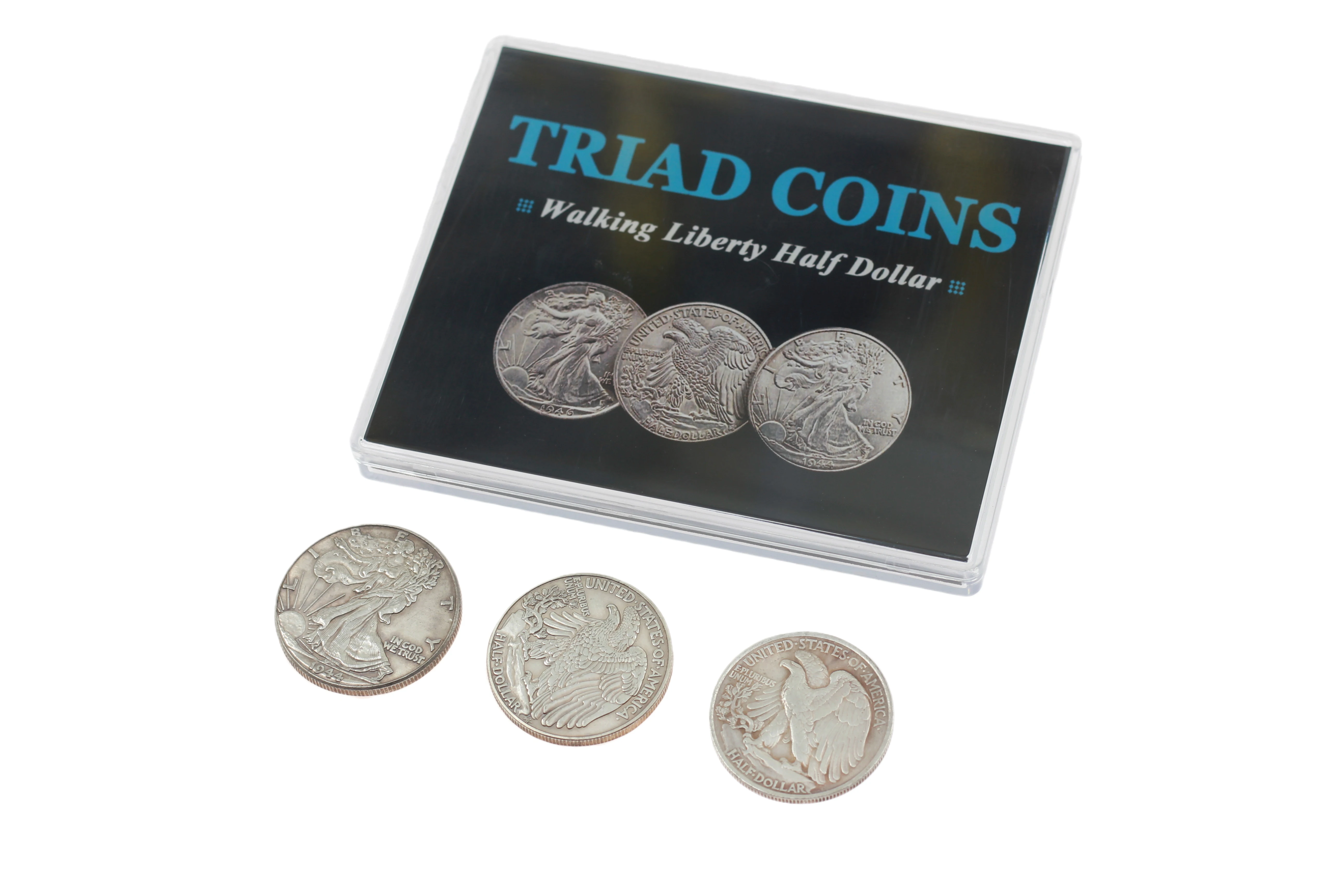 Triad монеты (Walking Liberty Half Dollar) магический трюк мерцающий Производят замену три Magia