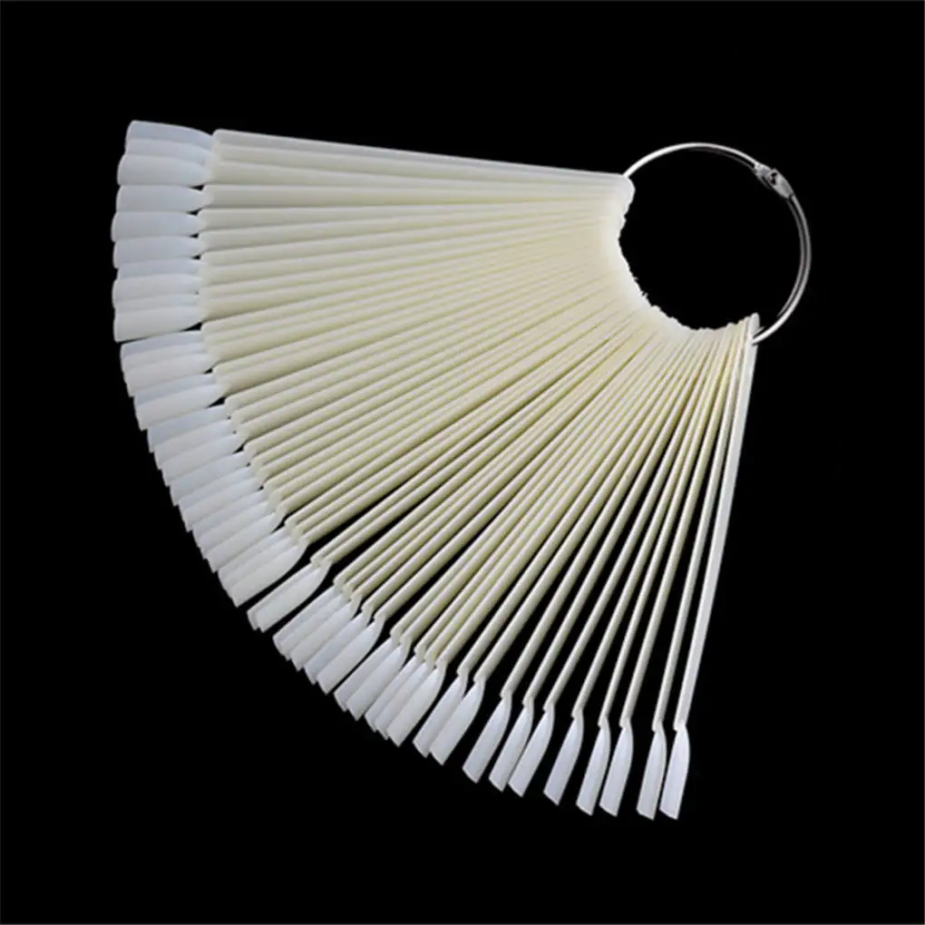 50pcs Nail Art False Tip Sticks Display Fan Manicure DIY Practise Tips Palette Transparent | Красота и здоровье