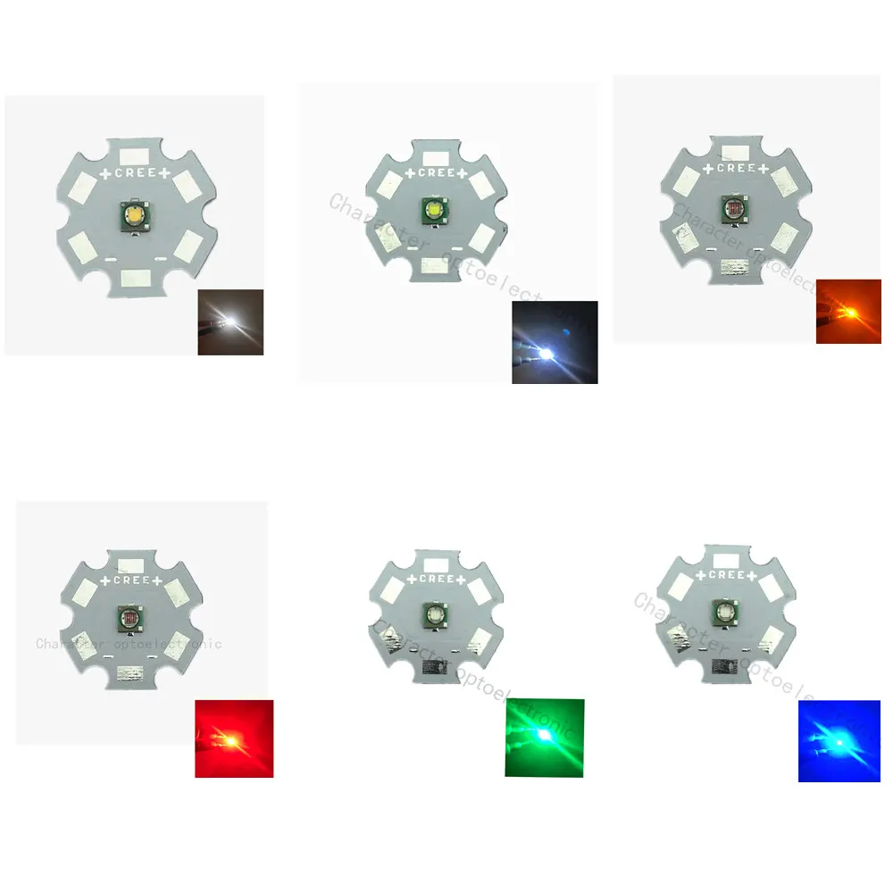 

5PCS x 3W Cree XP-E High Power LED Neutral White Cool White Warm White Red Green Blue Yellow with 20/16/14/12/10/8MM heatsink