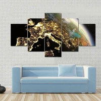 europe from space at night 5 panel canvas picture print wall art canvas painting wall decor for living room poster no framed