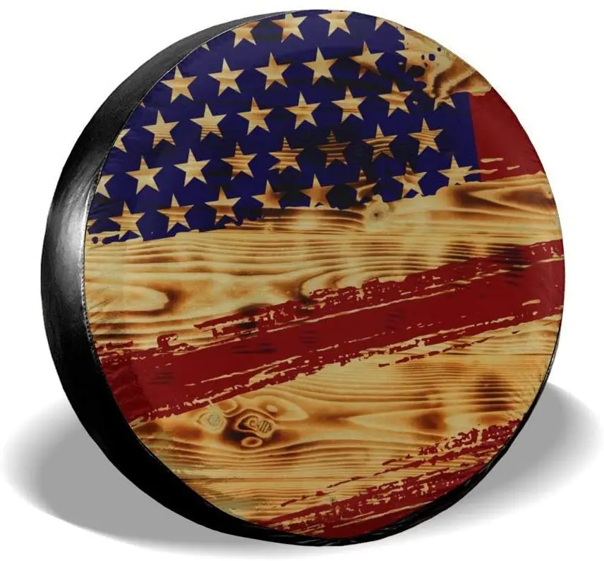 

CENSIHER Spare Tire Cover Blue Line Retro American Flag Waterproof Dust-Proof Universal Spare Wheel Tire Cover