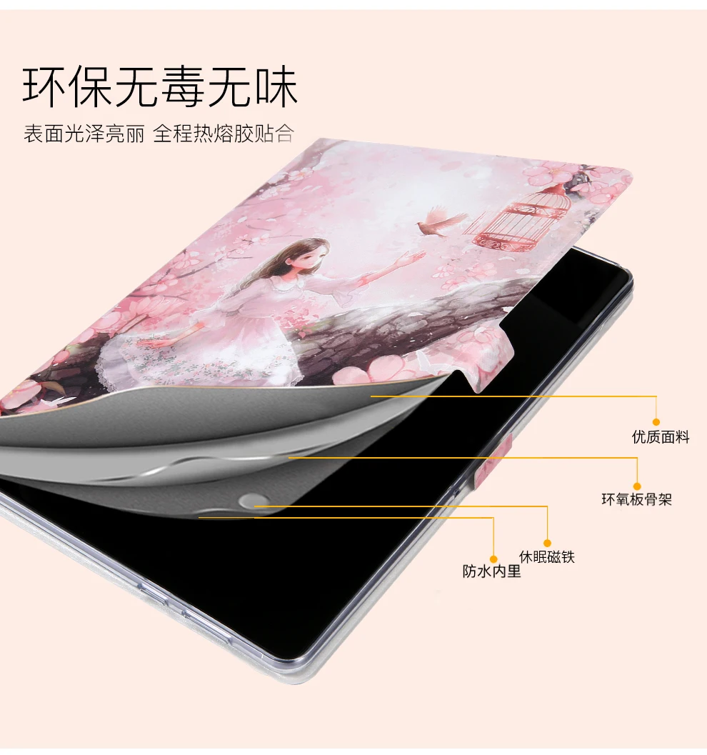 Модный Цветной чехол для huawei MediaPad T5 10 чехол AGS2-W09 AGS2-L09 AGS2-L03 10,1 ''планшет чехол-книжка из искусственной кожи чехол+ ручка+ защитная пленка на экран