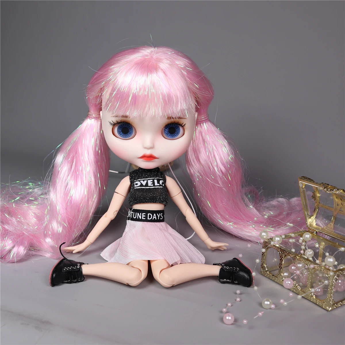 Кукла ICY DBS Blyth 1/6 bjd блестящее розовое тело белая кожа матовое лицо светло