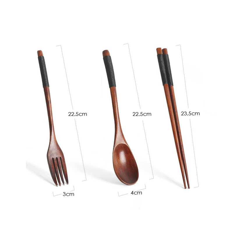 3 шт. набор столовых приборов из натурального дерева ложка вилка палочки | Дом и