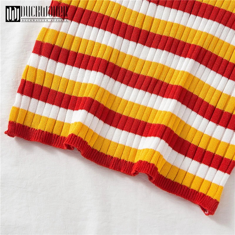 Женский вязаный свитер Duckwaver Радужный Повседневный пуловер с длинным рукавом и