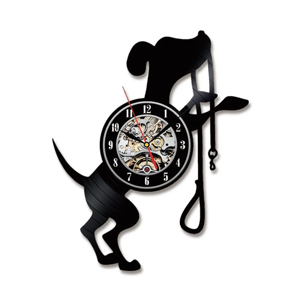 

Cute 3D Dog Wall Clock Animals Vinyl Record Wall Clock Wall Decor Home Kids Room Sweet Decor LED Night Light Gift