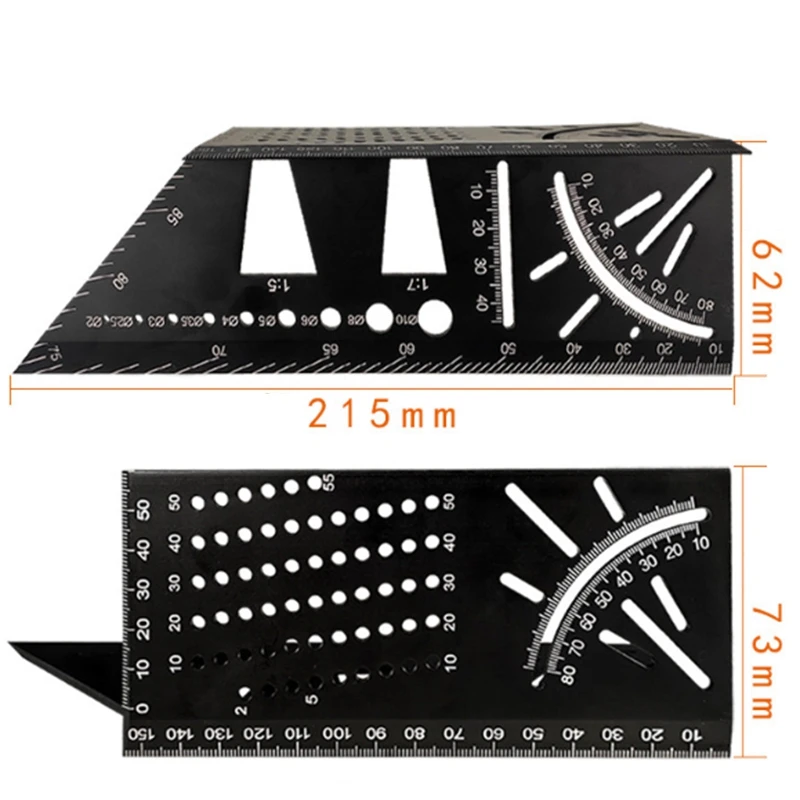 45/90 Degrees Woodworking Multifunctional Square Gauge Angle Protractor over the T-Type Ruler Angle
