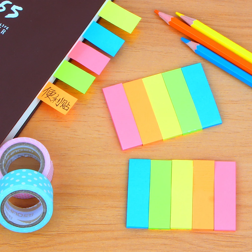 5 Color Cute 120 Pages Plastic Sticker Bookmark Point Marker Memo Flags Sticky Notes Office School Stationary |