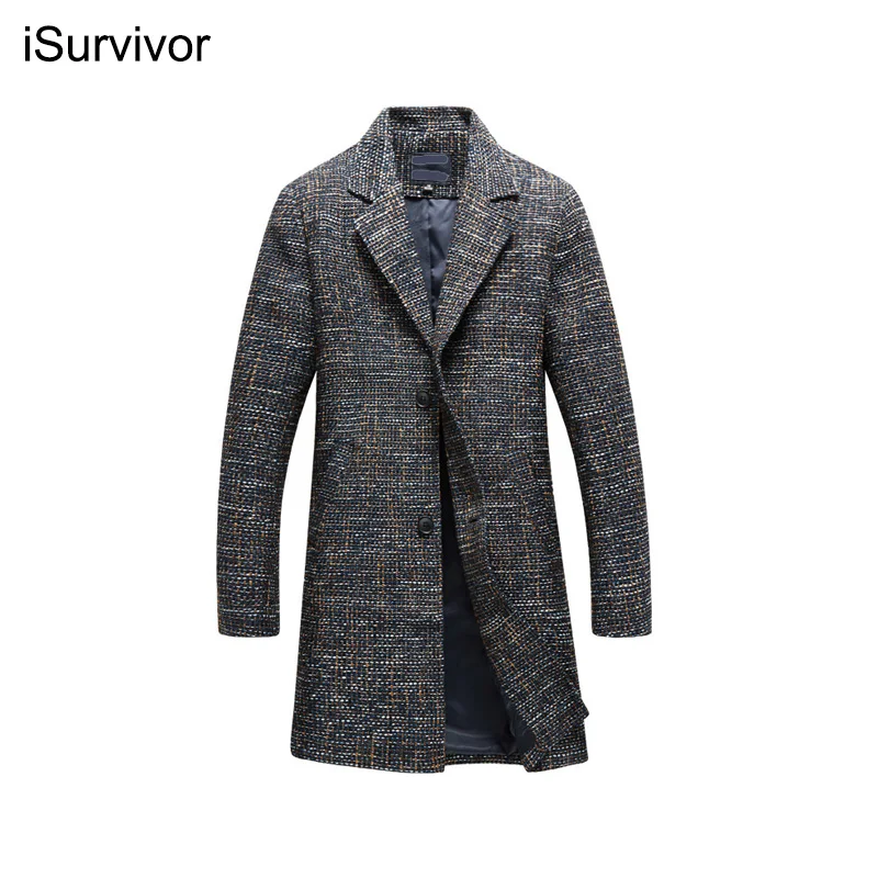 

iSurvivor 2022 Autumn Men's Casual Youth Windbreaker Mid-Length White Woolen Coat Men