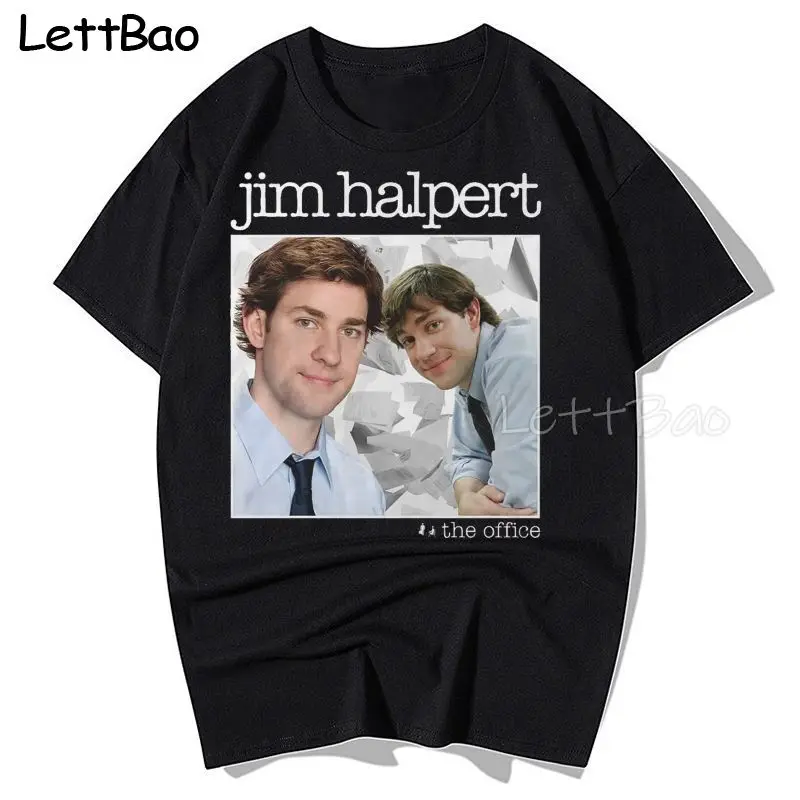 Новинка 2021 футболки Jim Halpert с принтом футболка круглым вырезом и коротким рукавом