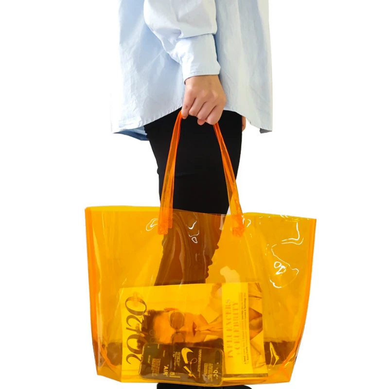 Женская прозрачная сумка-тоут из ПВХ модная вместительная сумка для покупок