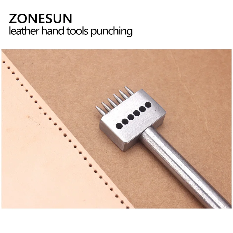 

ZONESUN Leathercraft Cutting Tool Stainless Steel 4mm 5mm 6mm Hand Punch Tool For Leather Punching Screwing
