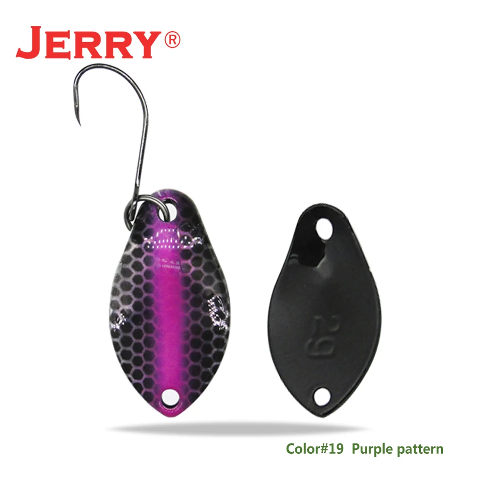 purple pattern Jerry 2 г 3 г микро форели ложки сверхлегкие латунные рыболовные ложки один крючок Пресноводные металлические приманки зона окуня для ловли щуки pesca - Цвет: purple pattern