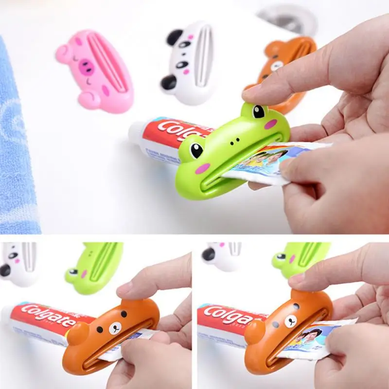 

1/2pcs Bathroom Home Toothpaste Tube Squeezer Cartoon Animal Plastic Frog Cat Panda Pig Shaped Tooth Paste Cream Squeezers