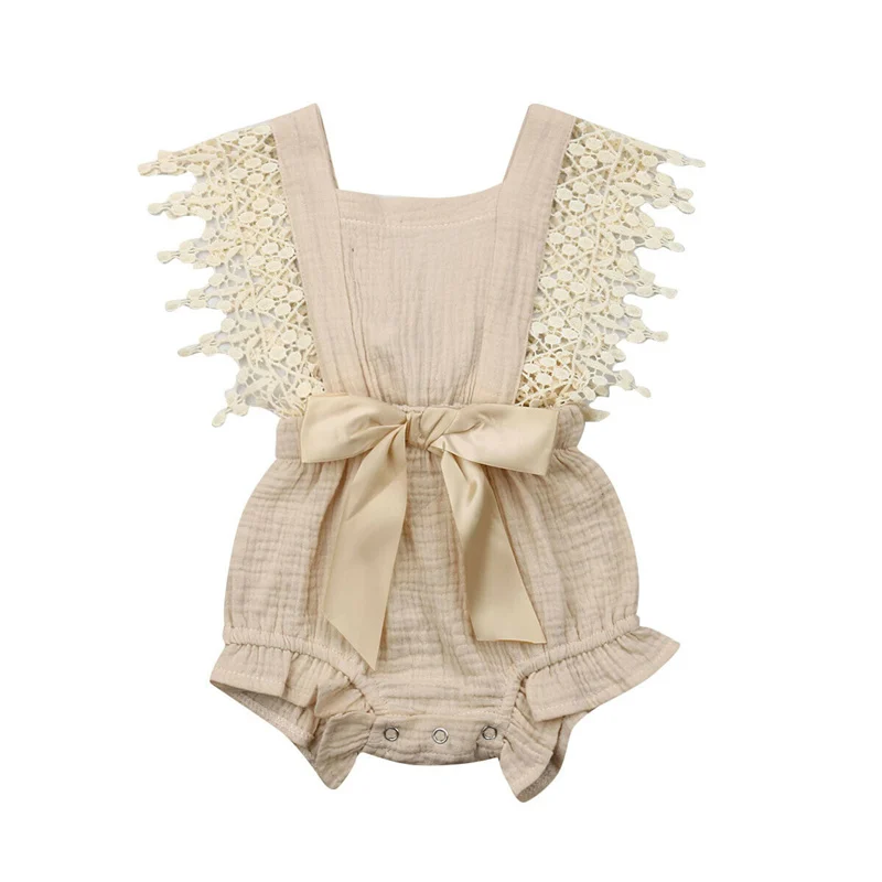 

Pudcoco Toddler Summer Clothes Lace baby rompers newborn set Bow One Piece Romper Lace Sunsuit 0-24M Outfits Set Hot Sale