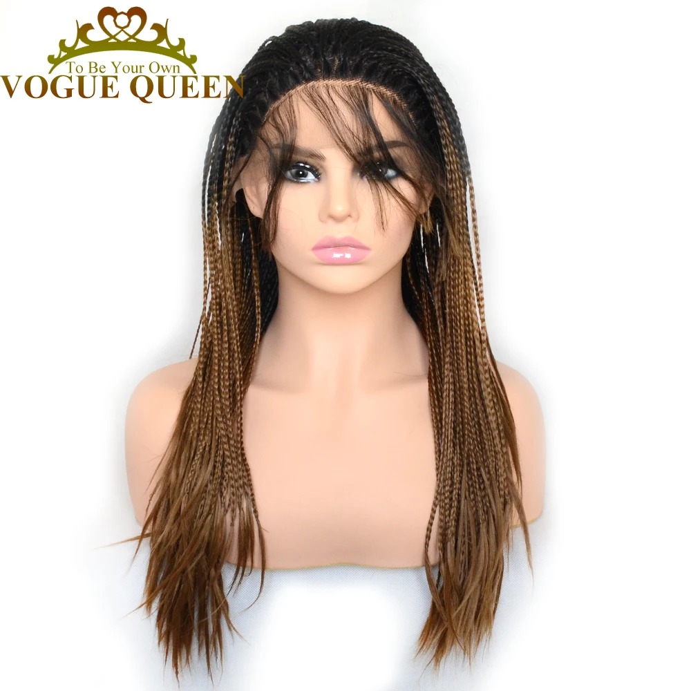Vogue Queen Two Tone Ombre Blond Braided Lace Front Wig Synthetic Wigs for Women