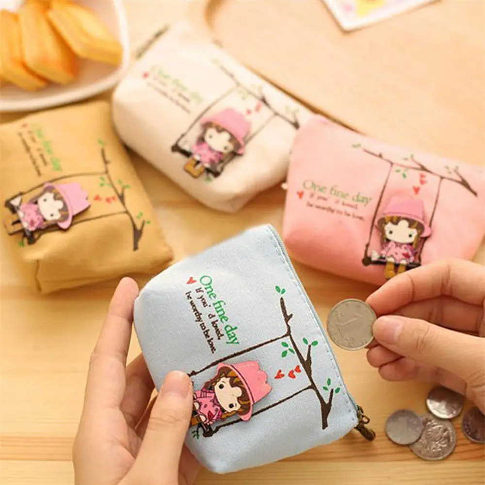 

Симпатичный холщовый кошелек ISKYBOB для монет, симпатичный кошелек для девушек с держателем, маленький кошелек на молнии, кошелек для карт, че...