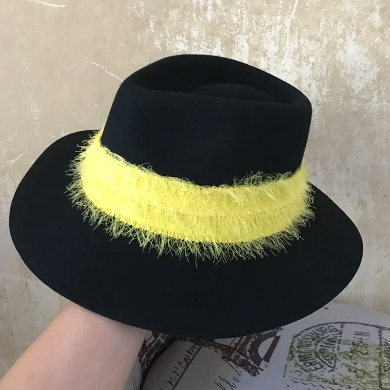 Новинка 2019 Мягкая шерстяная фетровая шляпа с широкими полями мягкая теплая