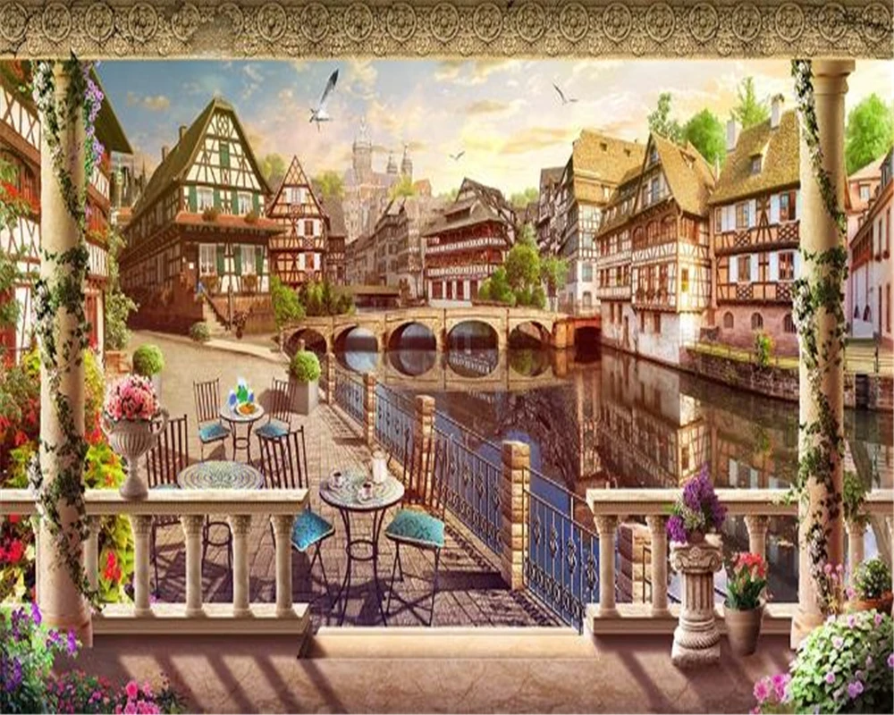 

Custom Photo 3d Wallpaper Vintage European Beautiful Architecture Scenery Living Room Bedroom TV Background Wall Wallpaper
