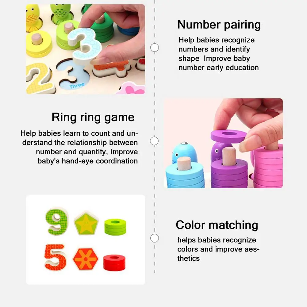 

Montessori Educational Wooden Toys Children Busy Boards Math Fishing Kids Wooden Preschool Montessori Toy Counting Geometry