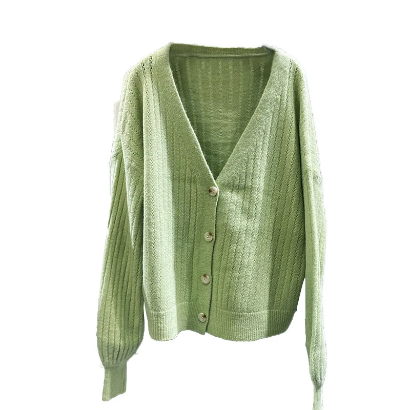 

Japanese and Korean Style Kawaii Sweater Cardigan For Women Deep V-neck Single Breasted Full Sleeve Spring Outerwear