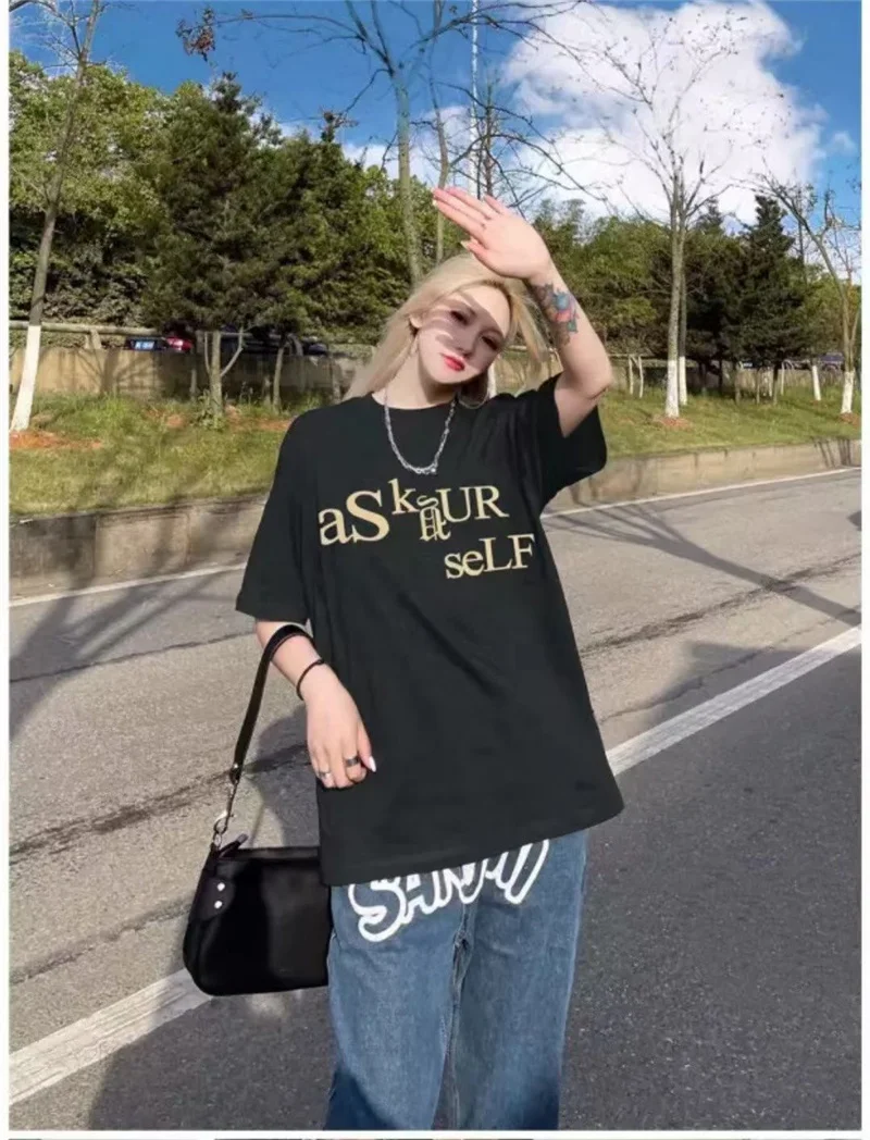 Embossed ASKYURSELF T Shirt Men Women 1:1 High Quality 3D Foam Printing T-shirt Vintage Nice Washed Tee Tops | Мужская одежда