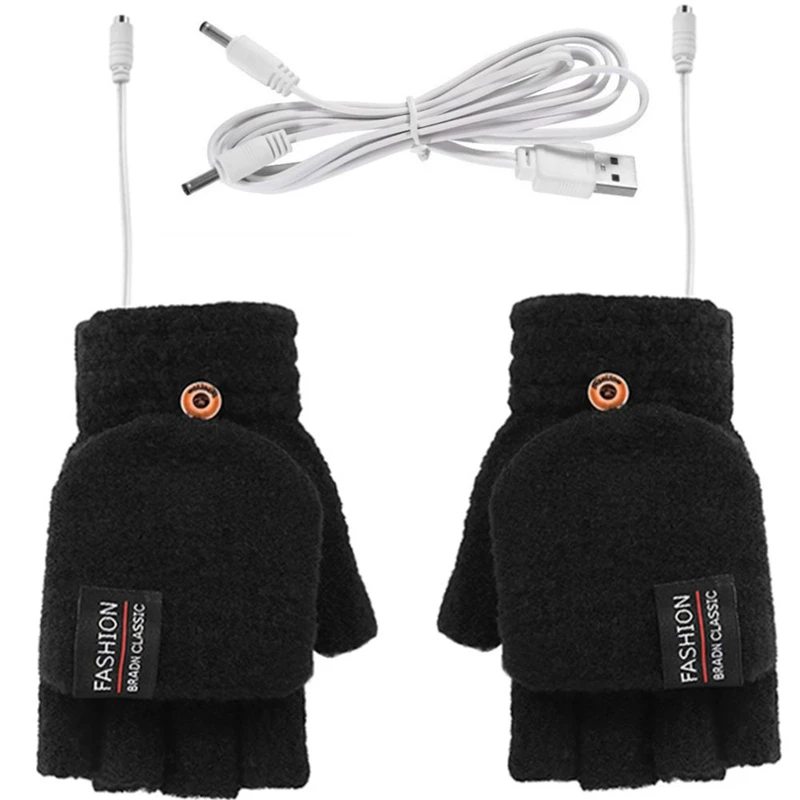 

USB Electric Heated Gloves Double-Sided Heating Gloves Mittens Rechargable Waterproof Adjustable Temperature
