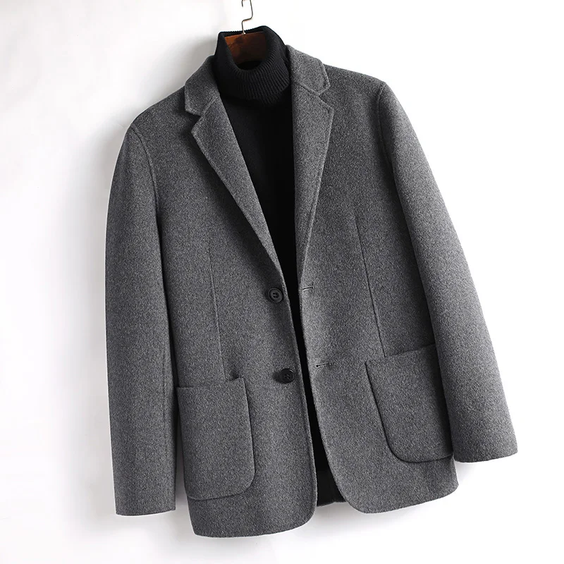 Однотонный деловой мужской блейзер однотонный свободный черный твидовый