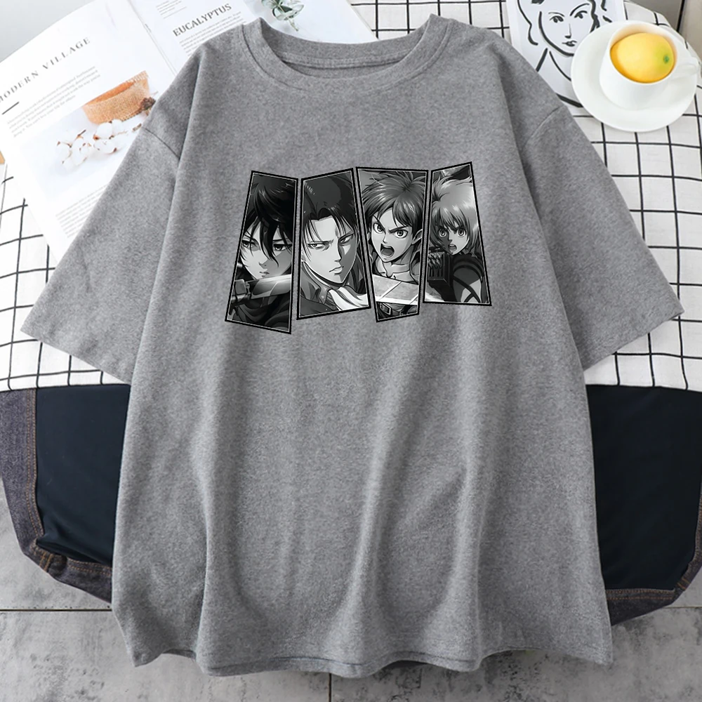 

Футболка женская оверсайз с принтом «атака на Титанов», Свободный Топ в уличном стиле, Повседневная рубашка с коротким рукавом и круглым вы...