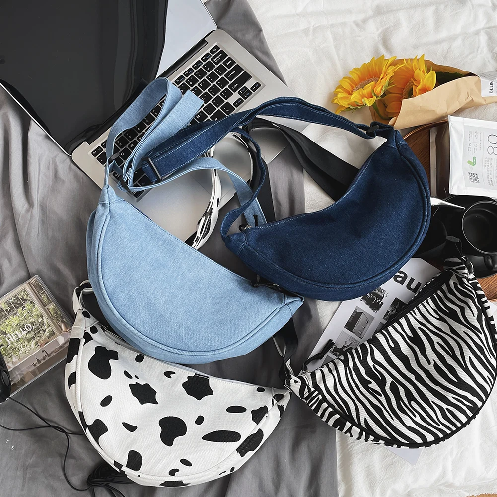 

Холщовая джинсовая сумка через плечо с принтом, винтажный Дамский кошелек на молнии, нагрудная Сумочка с животным принтом, 26 х17х9 см