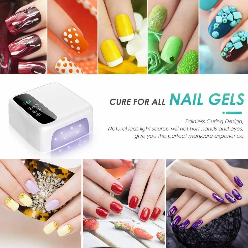 

72W UV LED Nail Lamp Nail Dryer Fast Drying Gel Nail Polish Lamp with 4 Timer Touch Screen Auto Sensor Professional Gel NailLamp