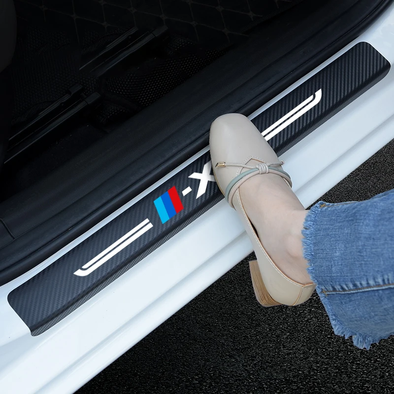 4 шт. Авто порог плиты наклейки для BMW X2 F30 E70 G01 входной двери охранник углеродного