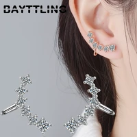 bayttling silver color rose goldsilver fine zircon round earrings for women fashion party jewelry gifts