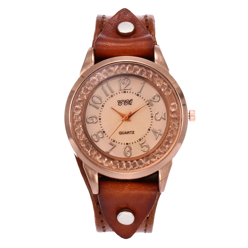 

Jessingshow Women Quartz Watch Easy to Read Arabic Numerals Simple Dial Genuine Leather Strap Lady Retro Watches Bracelet Gift