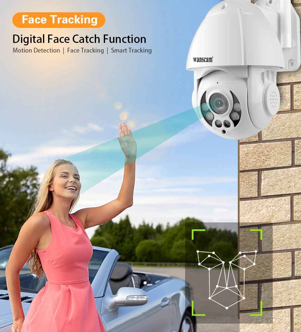Wanscam K38D Wi-Fi IP камера 1080P наружная 2 миллиона зумов для слежения за лицом HD камера обнаружения движения камера наблюдения безопасности