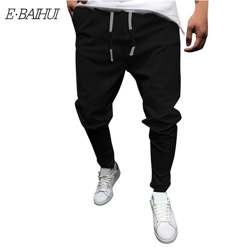

E-BAIHUI 2020 Mens Pants for Male Casual Sweatpants Hip Hop Summer New Fashion Men's Tie with Solid Color Pants M-5XL Q090805