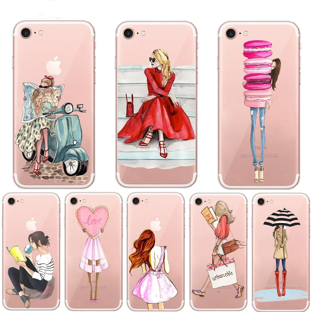 Высокое качество Современный шоппинг девушки мягкий чехол для телефона iPhone 4 4S 5 5S
